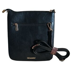 Montana West Travel Crossbody Bag Multi-Pocket Black Vegan Leather